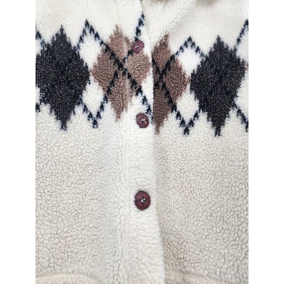 The‎ Barrage Company Sweater Vintage Argyle Print Full Button Down Size Medium - Picture 6 of 7